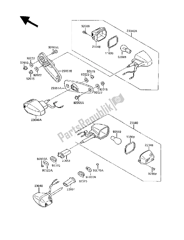 Tutte le parti per il Indicatori Di Direzione del Kawasaki GPX 250R 1989