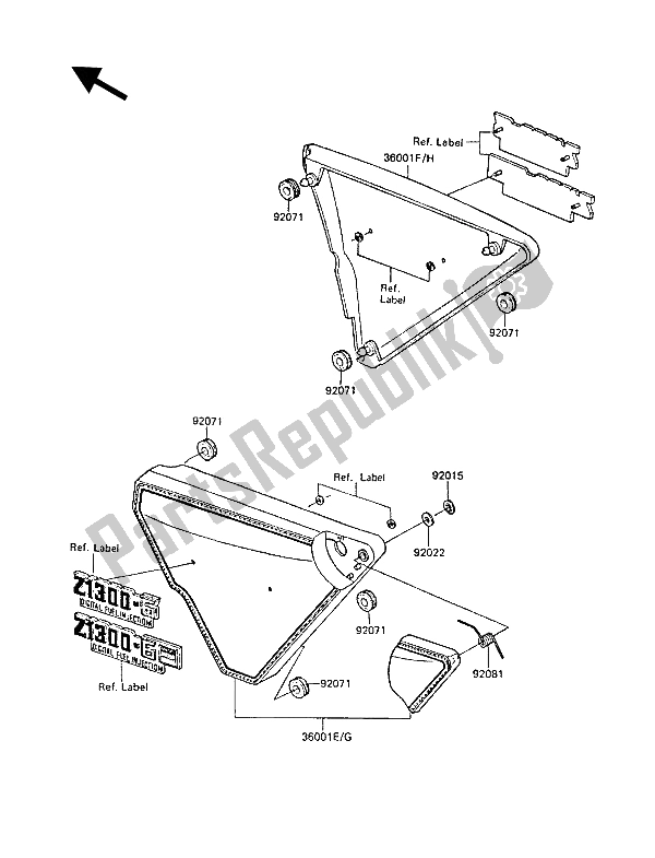 All parts for the Side Covers of the Kawasaki Z 1300 1988