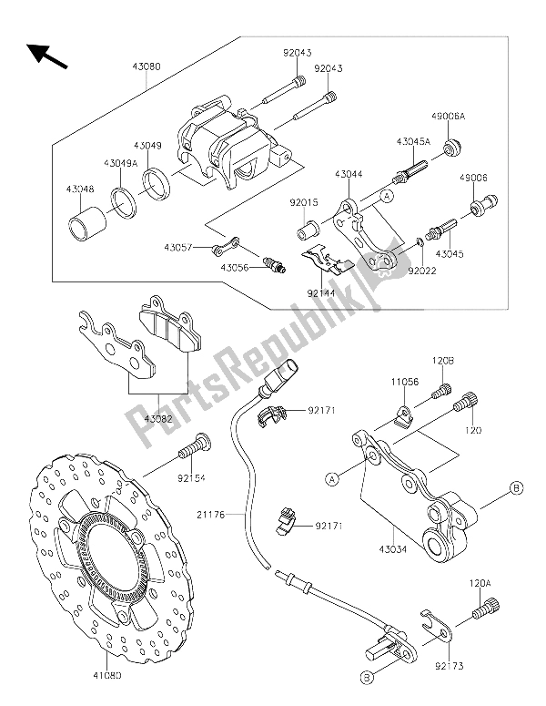 Toutes les pièces pour le Frein Arriere du Kawasaki Z 250 SL ABS 2015