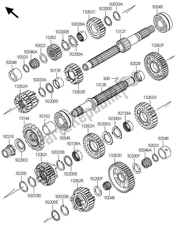 All parts for the Transmission of the Kawasaki Z 1000 2013