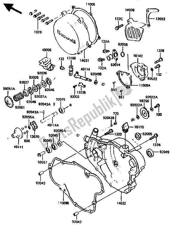 Alle onderdelen voor de Motorkap van de Kawasaki KX 500 1986