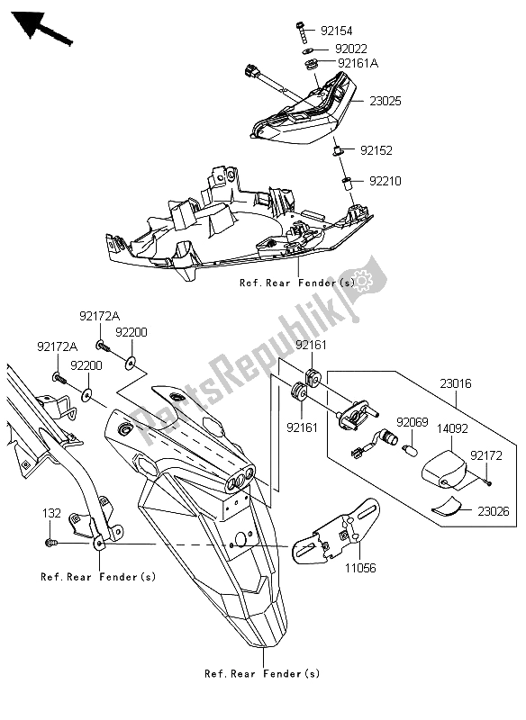 Tutte le parti per il Fanale Posteriore del Kawasaki ER 6N ABS 650 2012