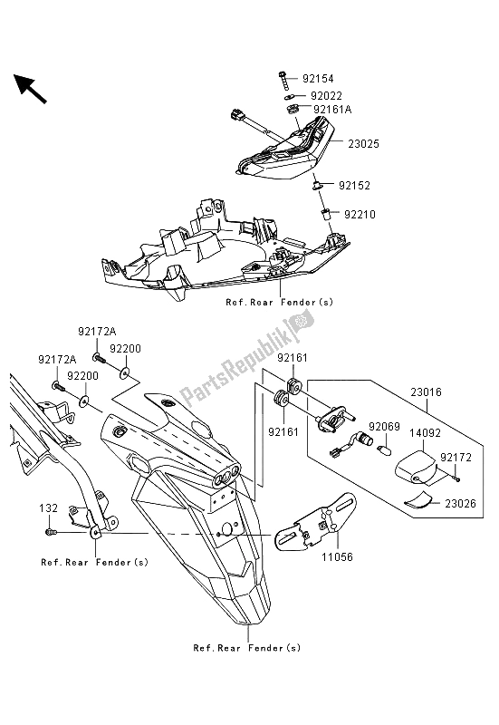 All parts for the Taillight(s) of the Kawasaki ER 6F 650 2013