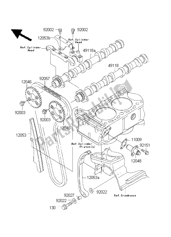 Alle onderdelen voor de Nokkenas En Spanning van de Kawasaki ZRX 1200 2001