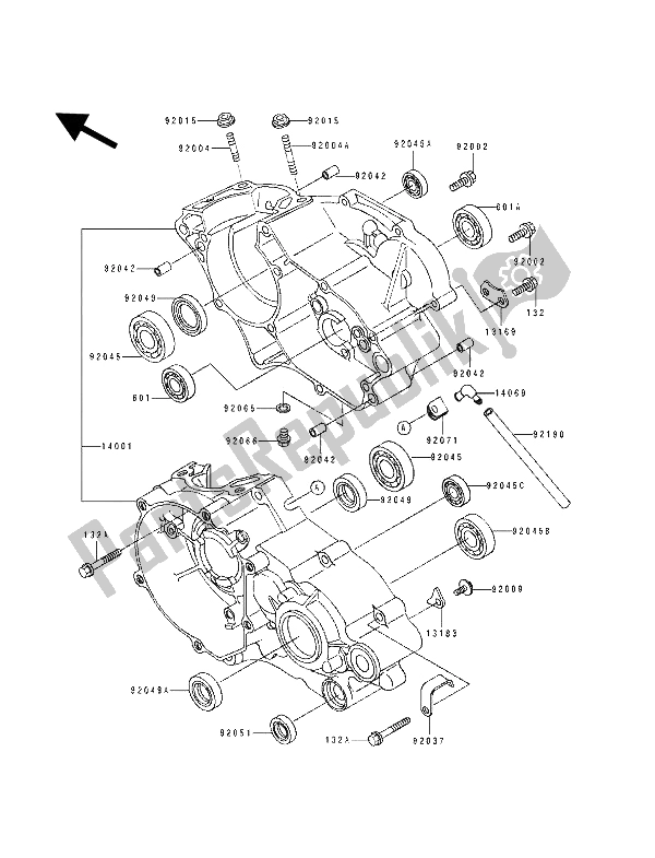 Tutte le parti per il Carter del Kawasaki KX 80 SW LW 1993