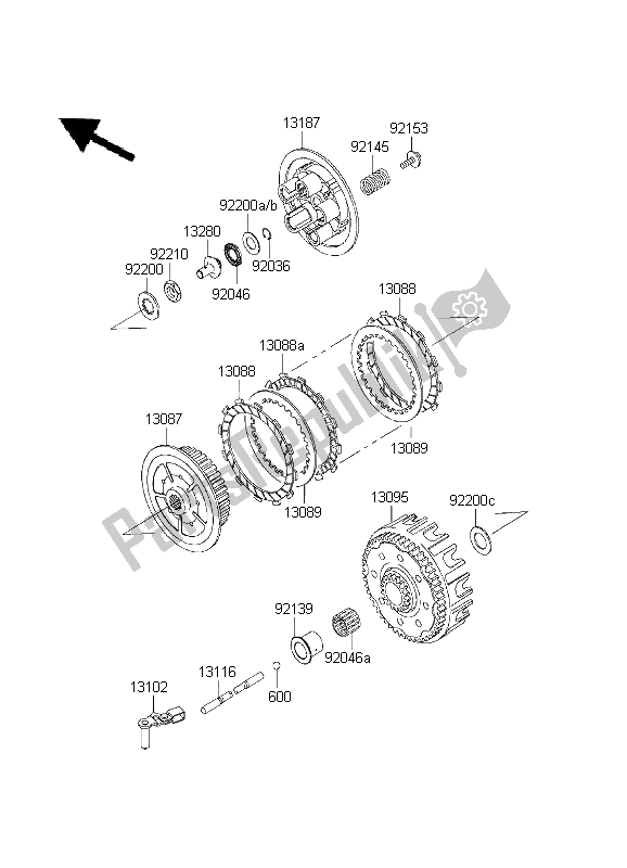 Todas las partes para Embrague de Kawasaki KX 125 2003