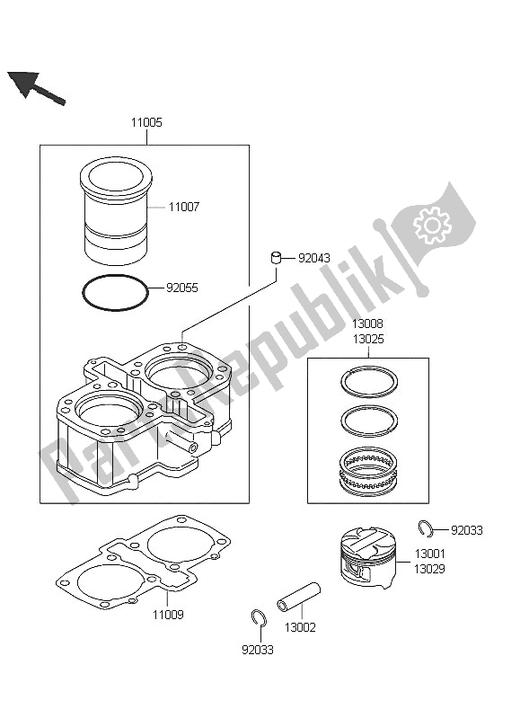 Tutte le parti per il Cilindro E Pistone del Kawasaki ER 5 500 2005