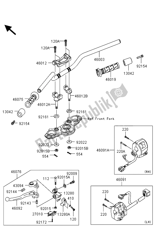 All parts for the Handlebar of the Kawasaki ER 6F 650 2013