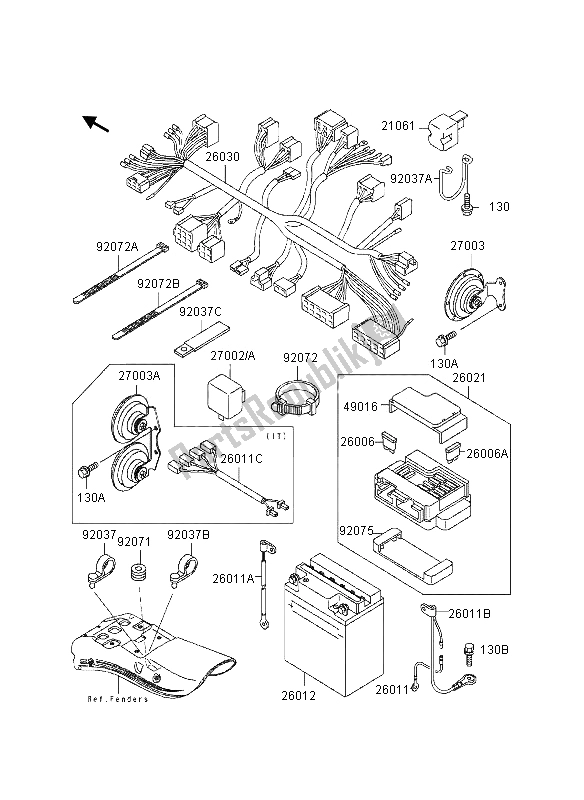 Toutes les pièces pour le Châssis électrique du Kawasaki EN 500 1995