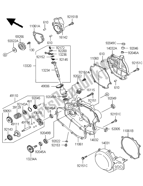 Toutes les pièces pour le Couvert De Moteur du Kawasaki KX 85 SW LW 2006