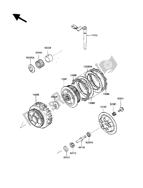 Alle onderdelen voor de Koppeling van de Kawasaki GPX 600R 1988