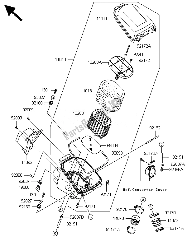 All parts for the Air Cleaner of the Kawasaki Brute Force 750 4X4I Epshef 2014