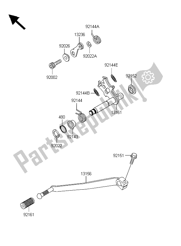 Alle onderdelen voor de Schakelmechanisme van de Kawasaki W 650 2006