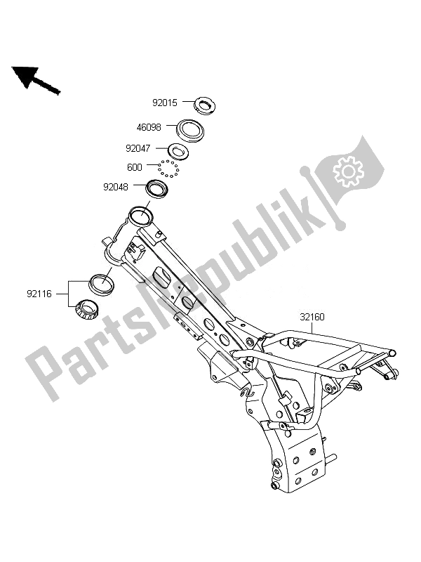 Alle onderdelen voor de Kader van de Kawasaki KLX 110 2010