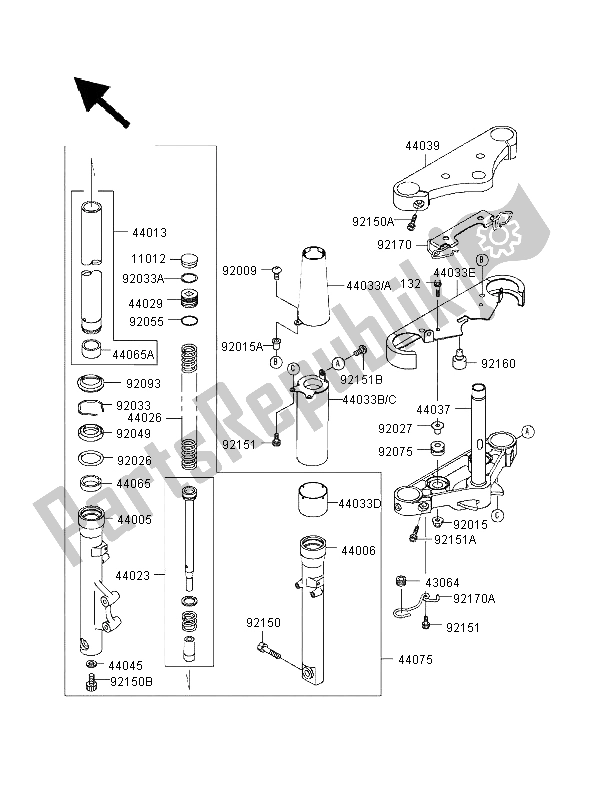 All parts for the Front Fork of the Kawasaki VN 1500 Classic 1998