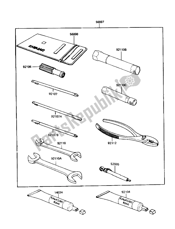 Todas las partes para Herramienta de Kawasaki Voyager XII 1200 1991