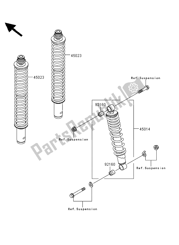 All parts for the Shock Absorber of the Kawasaki KVF 360 4X4 2012