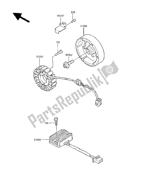 Tutte le parti per il Generatore del Kawasaki LTD 450 1987