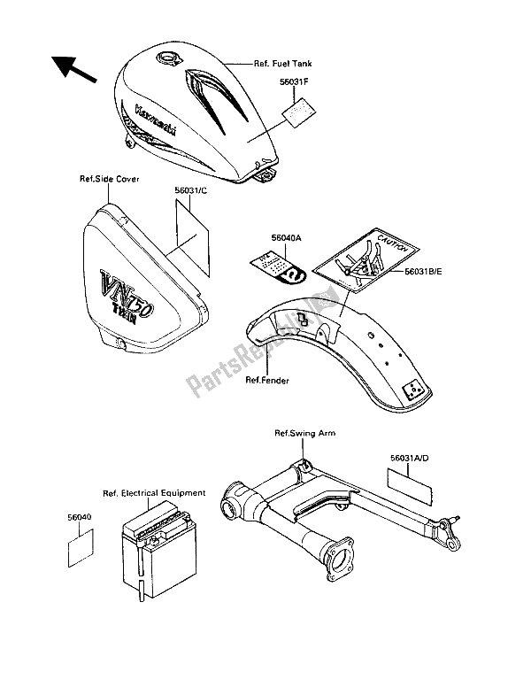 All parts for the Labels of the Kawasaki VN 750 Twin 1988