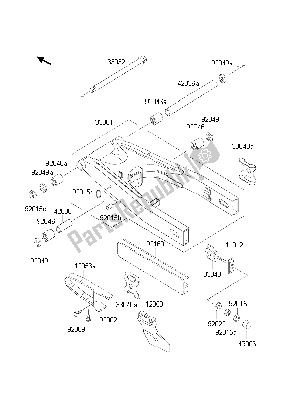 Tutte le parti per il Forcellone del Kawasaki KLE 500 2002