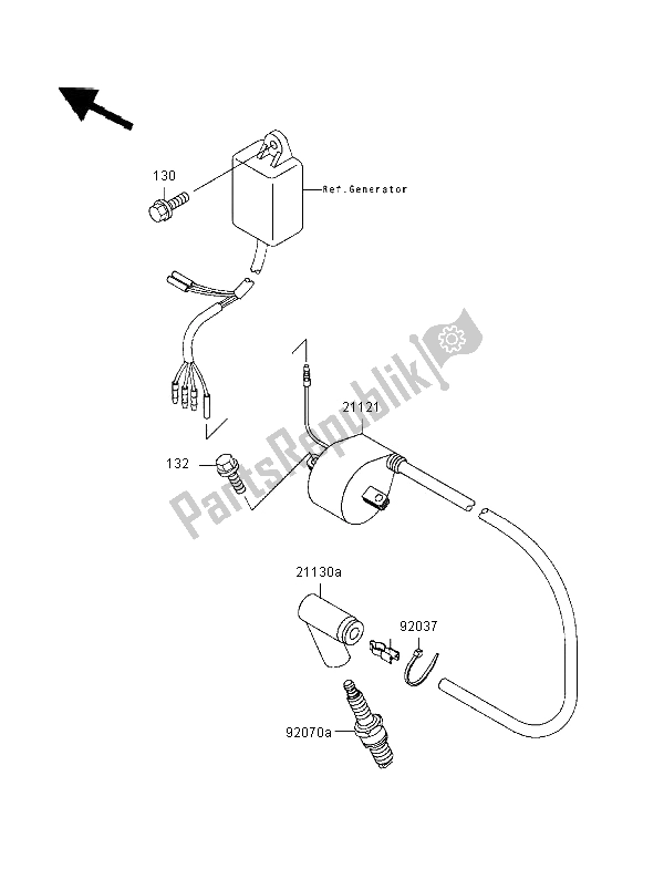 All parts for the Ignition System of the Kawasaki KX 500 1996