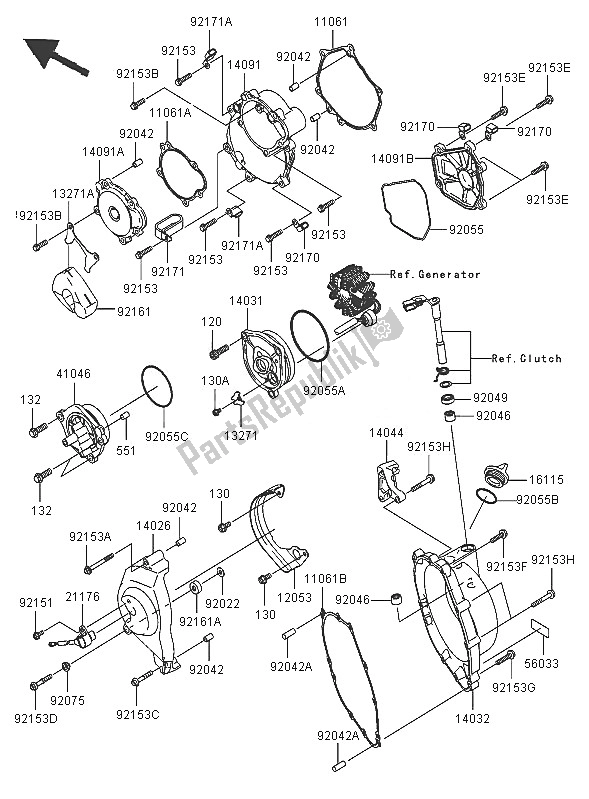 Toutes les pièces pour le Couvert De Moteur du Kawasaki Ninja ZX 10R 1000 2005