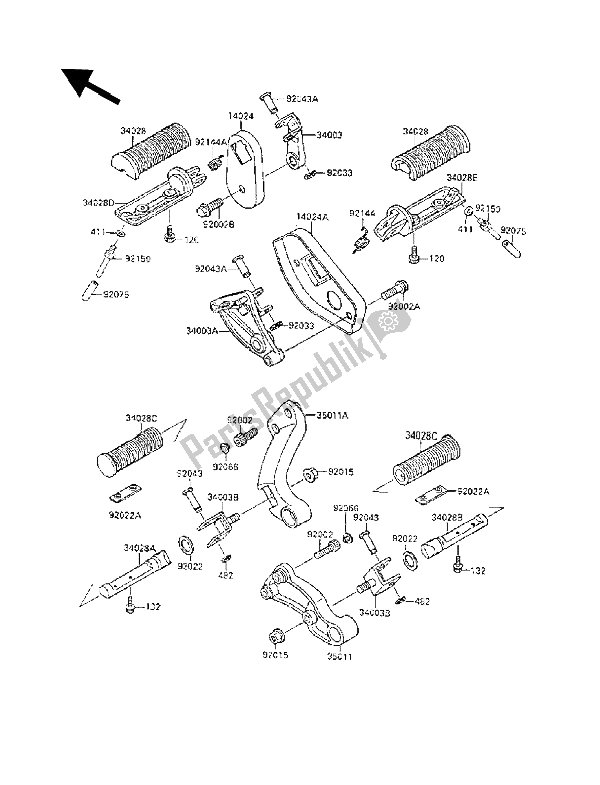 All parts for the Step of the Kawasaki VN 15 SE 1500 1989