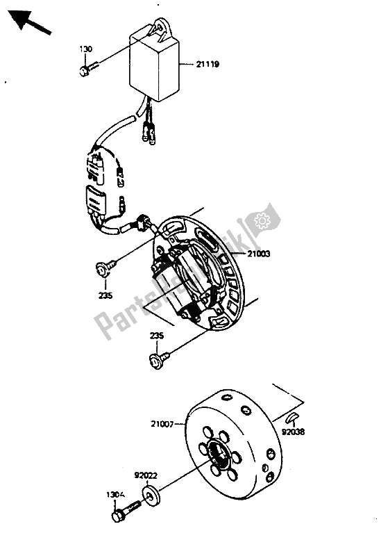 Tutte le parti per il Generatore del Kawasaki KX 250 1986