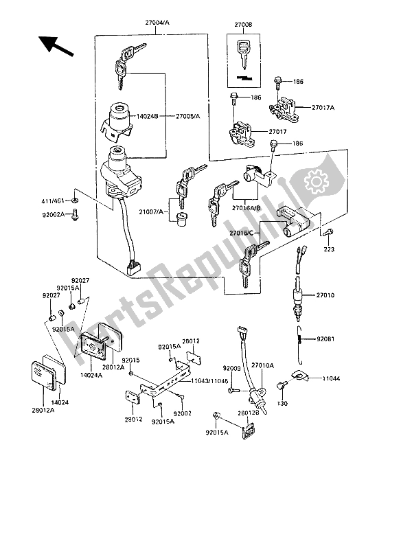 Todas las partes para Switch De Ignición de Kawasaki GPZ 1000 RX 1986