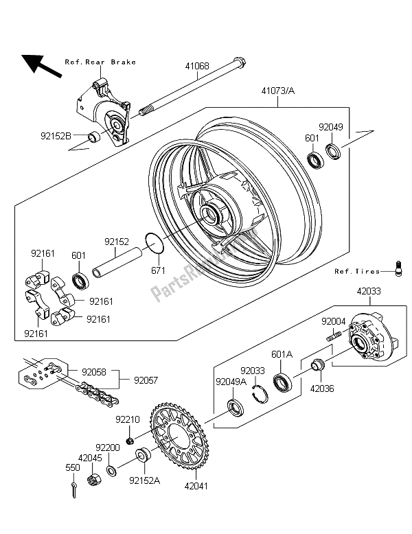 Todas las partes para Buje Trasero de Kawasaki Z 750 ABS 2011