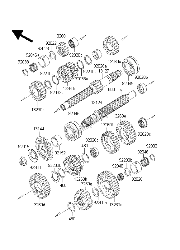 Toutes les pièces pour le Transmission du Kawasaki Ninja ZX 12R 1200 2001