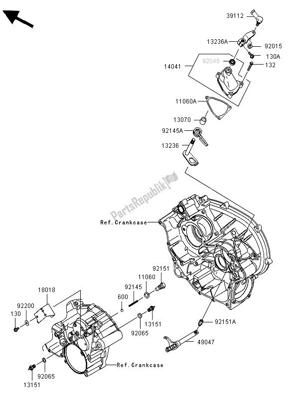 All parts for the Gear Change Mechanism of the Kawasaki KVF 750 4X4 2012