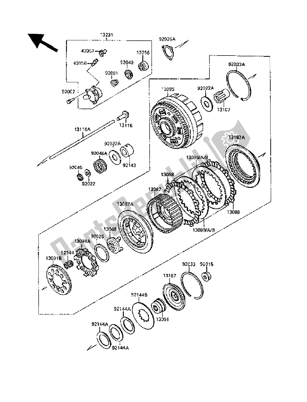 All parts for the Clutch of the Kawasaki VN 1500 SE 1990