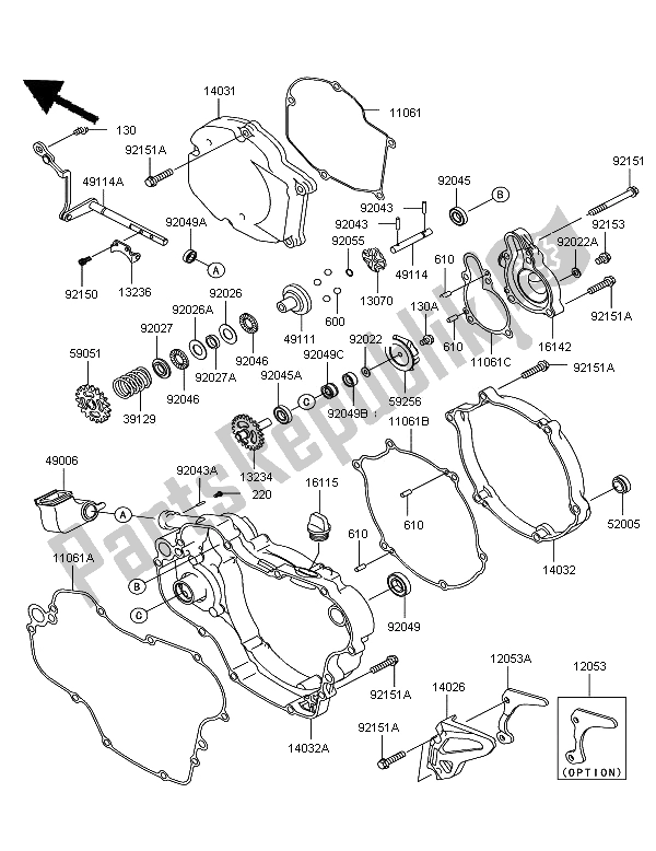 All parts for the Engine Cover(s) of the Kawasaki KX 125 2006