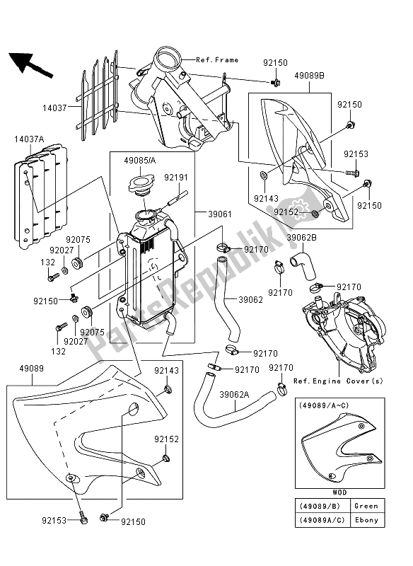 All parts for the Radiator of the Kawasaki KX 65 2013