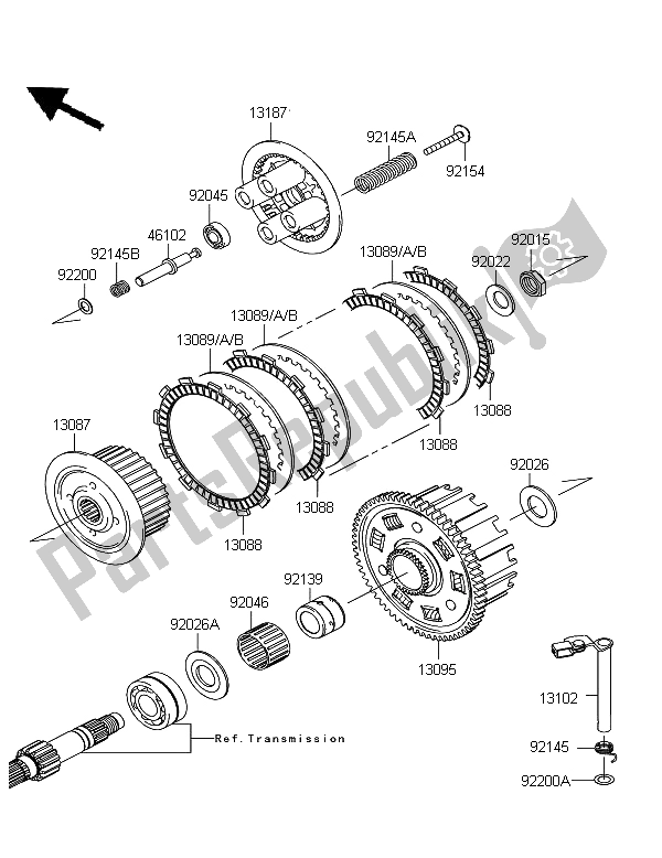 All parts for the Clutch of the Kawasaki Z 750R 2012