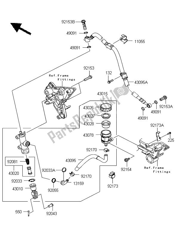 Tutte le parti per il Pompa Freno Posteriore del Kawasaki Z 1000 SX 2011