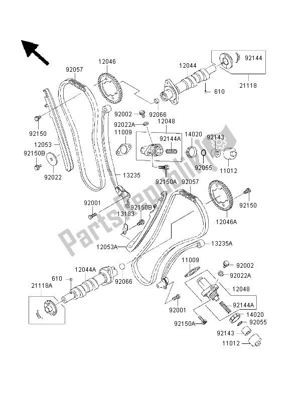 Todas las partes para árbol De Levas Y Tensor de Kawasaki VN 1500 Classic Tourer FI 2002