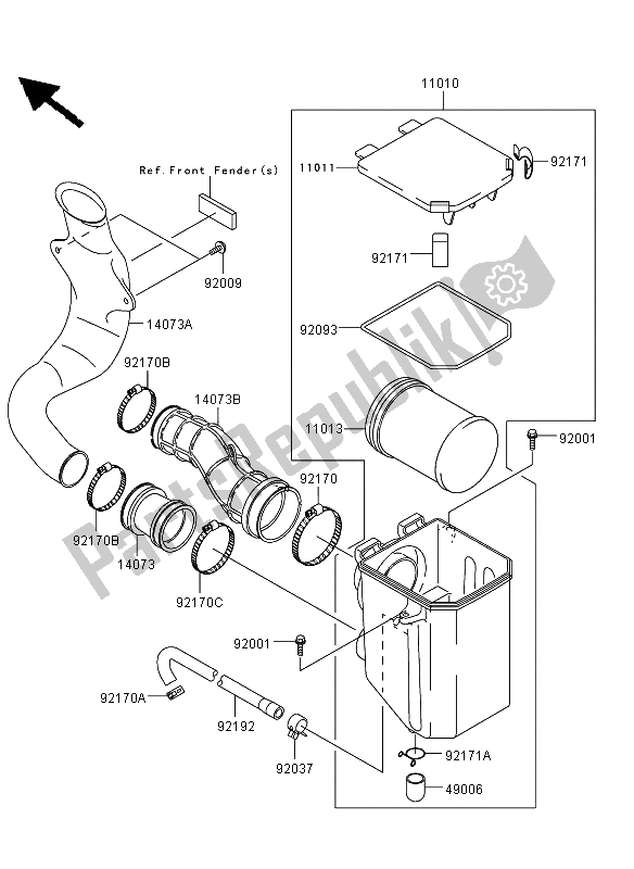 All parts for the Air Cleaner of the Kawasaki KVF 360 4X4 2012