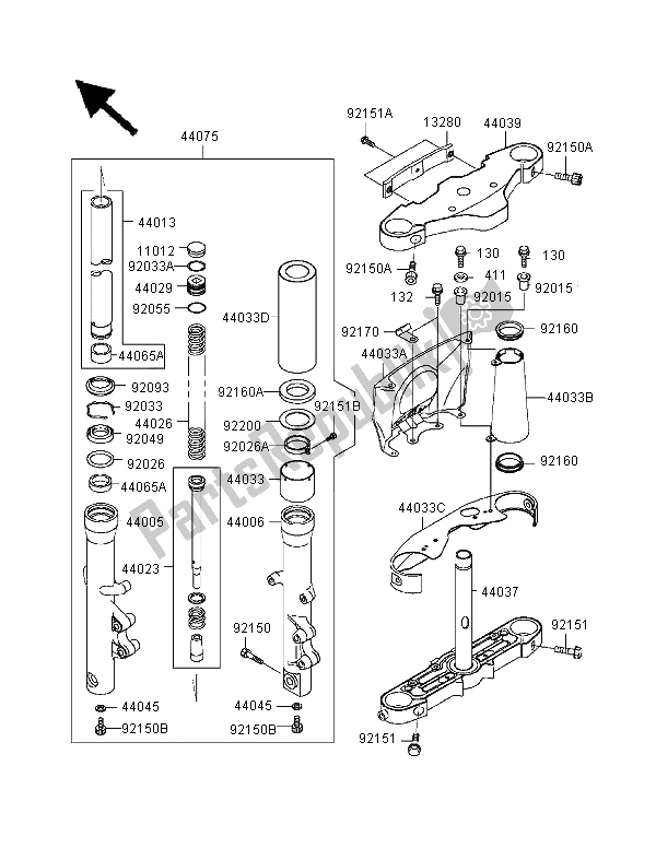 Todas las partes para Tenedor Frontal de Kawasaki VN 1500 Classic Tourer 1999