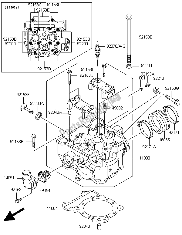 Tutte le parti per il Testata del Kawasaki KFX 400 2006