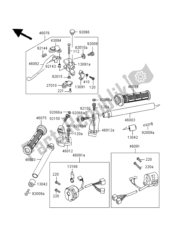 Tutte le parti per il Manubrio del Kawasaki GPZ 500S 1997