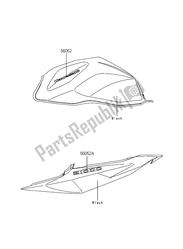 All parts for the Decals (black) of the Kawasaki Z 1000 2006