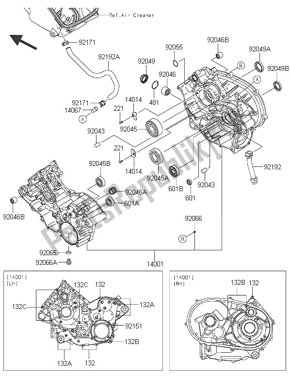 All parts for the Crankcase of the Kawasaki Brute Force 750 4X4I EPS 2016