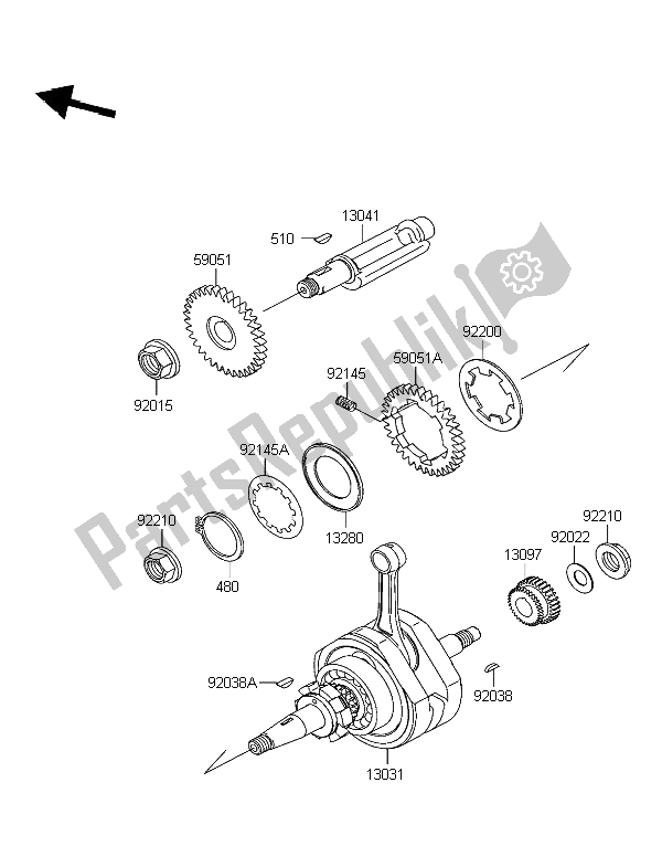 All parts for the Crankshaft of the Kawasaki Eliminator 125 2004