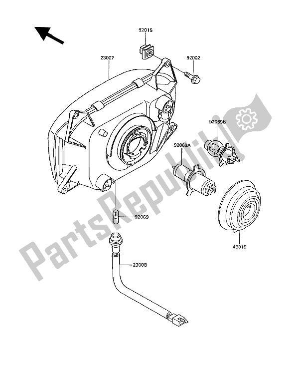 All parts for the Headlight(s) of the Kawasaki 1000 GTR 1994