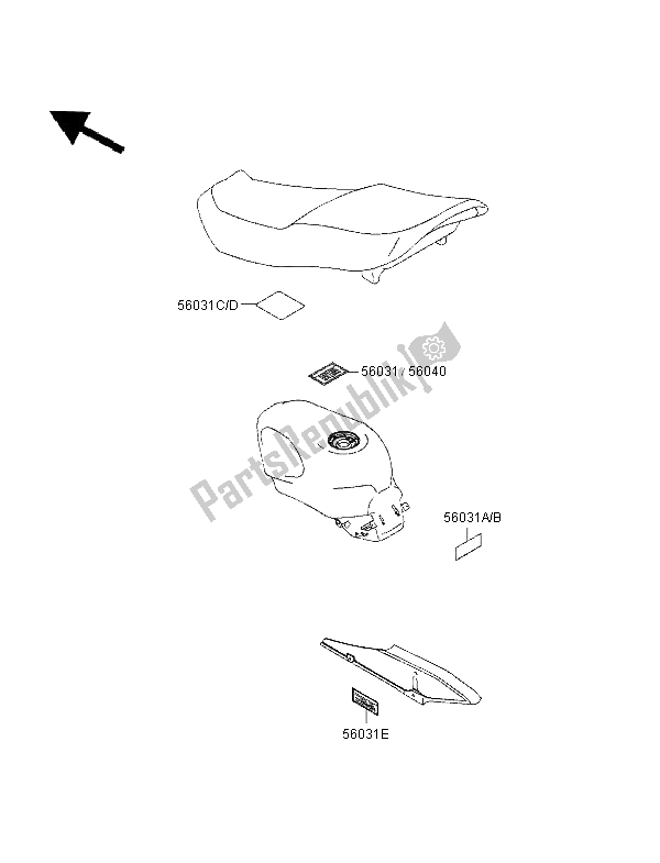 Tutte le parti per il Etichette del Kawasaki ZZR 600 1996