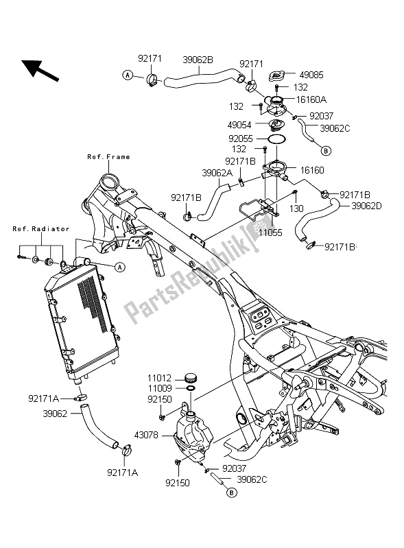 Toutes les pièces pour le Refroidissement du Kawasaki VN 1700 Classic ABS 2011