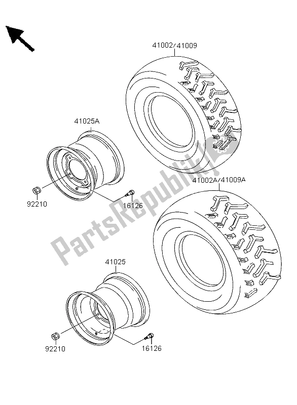 All parts for the Tires of the Kawasaki KLF 300 4X4 2004