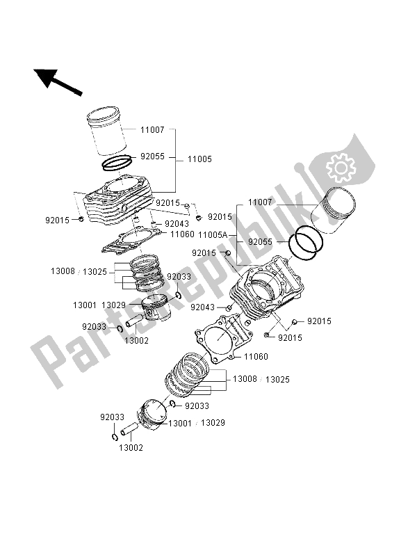 Todas as partes de Cilindro E Pistão do Kawasaki VN 800 1998